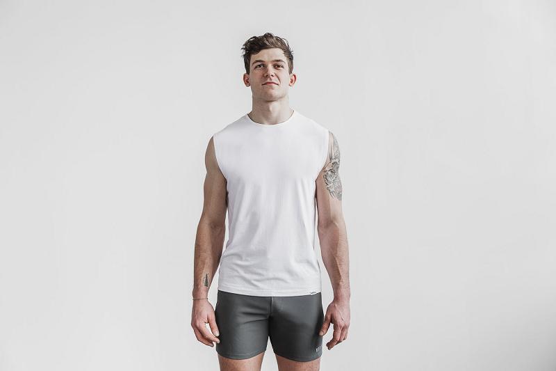 Men's Nobull Lightweight Sleeveless Tee Tanks White | SG Z2553U
